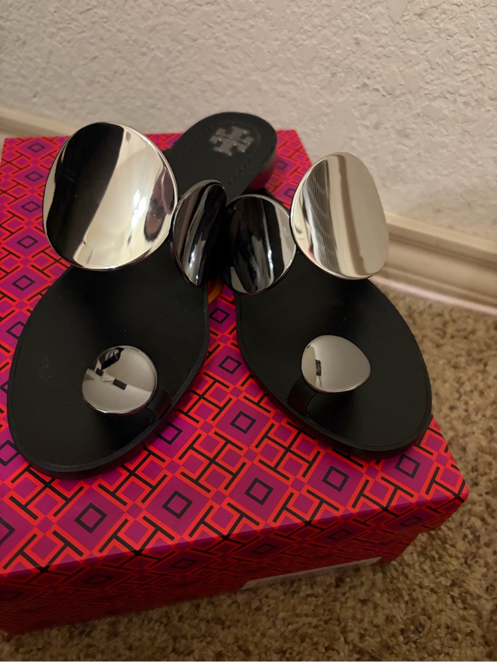 Tory Burch Perfect Black Patos Multi Disk Sandal